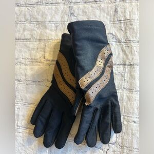VTG SHEER ENERGY BY LEGG BLACK/TAN PALM GLOVES NYLON BLEND PHILIPPINES O/S